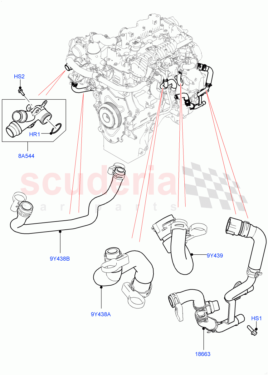EGR Cooling System (2.0L I4 DSL MID DOHC AJ200, EU6D Diesel + DPF Emissions, LEV 160, Euro Stage 4 Emissions) ((V) FROMKA000001) of Land Rover Land Rover Range Rover Velar (2017+) [2.0 Turbo Diesel]