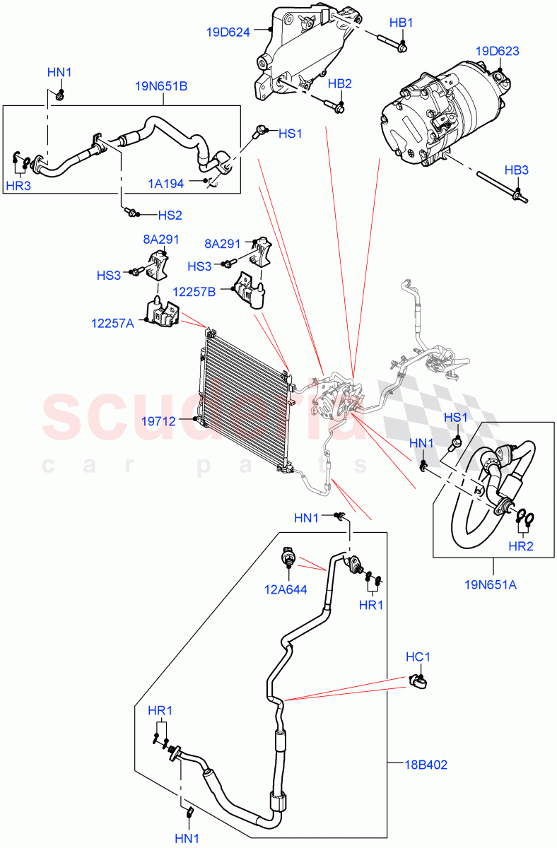 Air Conditioning Condensr/Compressr(Front)(2.0L AJ200P Hi PHEV)((V)FROMJA000001) of Land Rover Land Rover Range Rover (2012-2021) [3.0 I6 Turbo Petrol AJ20P6]