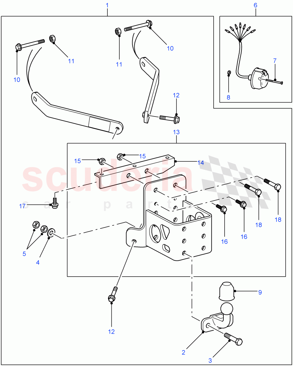 Towing Equip-Drop Plate W/Tow Ball(High Capacity Pick Up,110" Wheelbase,Chassis Crew Cab,130" Wheelbase)((V)FROM7A000001) of Land Rover Land Rover Defender (2007-2016)