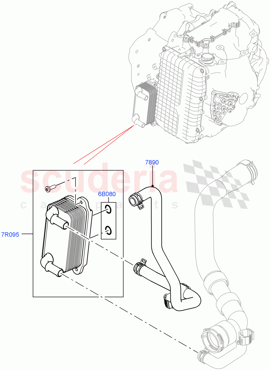 Transmission Cooling Systems (2.2L CR DI 16V Diesel, 9 Speed Auto AWD, Halewood (UK)) ((V) FROMEH000001) of Land Rover Land Rover Discovery Sport (2015+) [1.5 I3 Turbo Petrol AJ20P3]