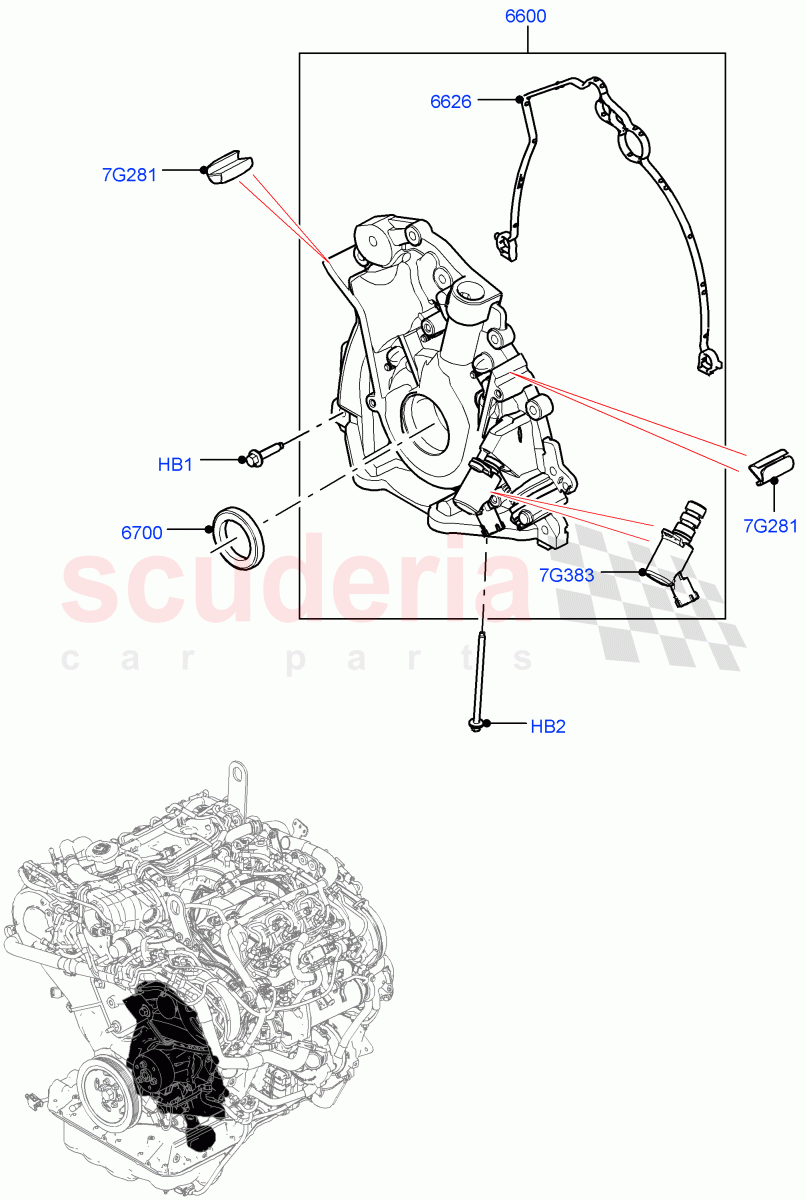 Oil Pump (Solihull Plant Build) (3.0 V6 D Gen2 Twin Turbo, 3.0 V6 D Gen2 Mono Turbo, 3.0 V6 D Low MT ROW) ((V) FROMFA000001) of Land Rover Land Rover Range Rover Velar (2017+) [3.0 Diesel 24V DOHC TC]