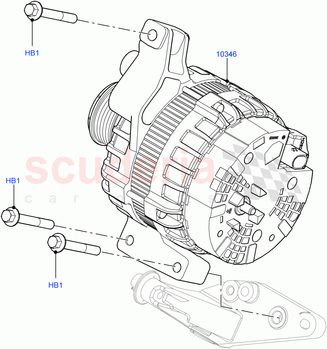 Alternator And Mountings(2.0L 16V TIVCT T/C Gen2 Petrol,Halewood (UK),2.0L 16V TIVCT T/C 240PS Petrol) of Land Rover Land Rover Range Rover Evoque (2012-2018) [2.0 Turbo Diesel]