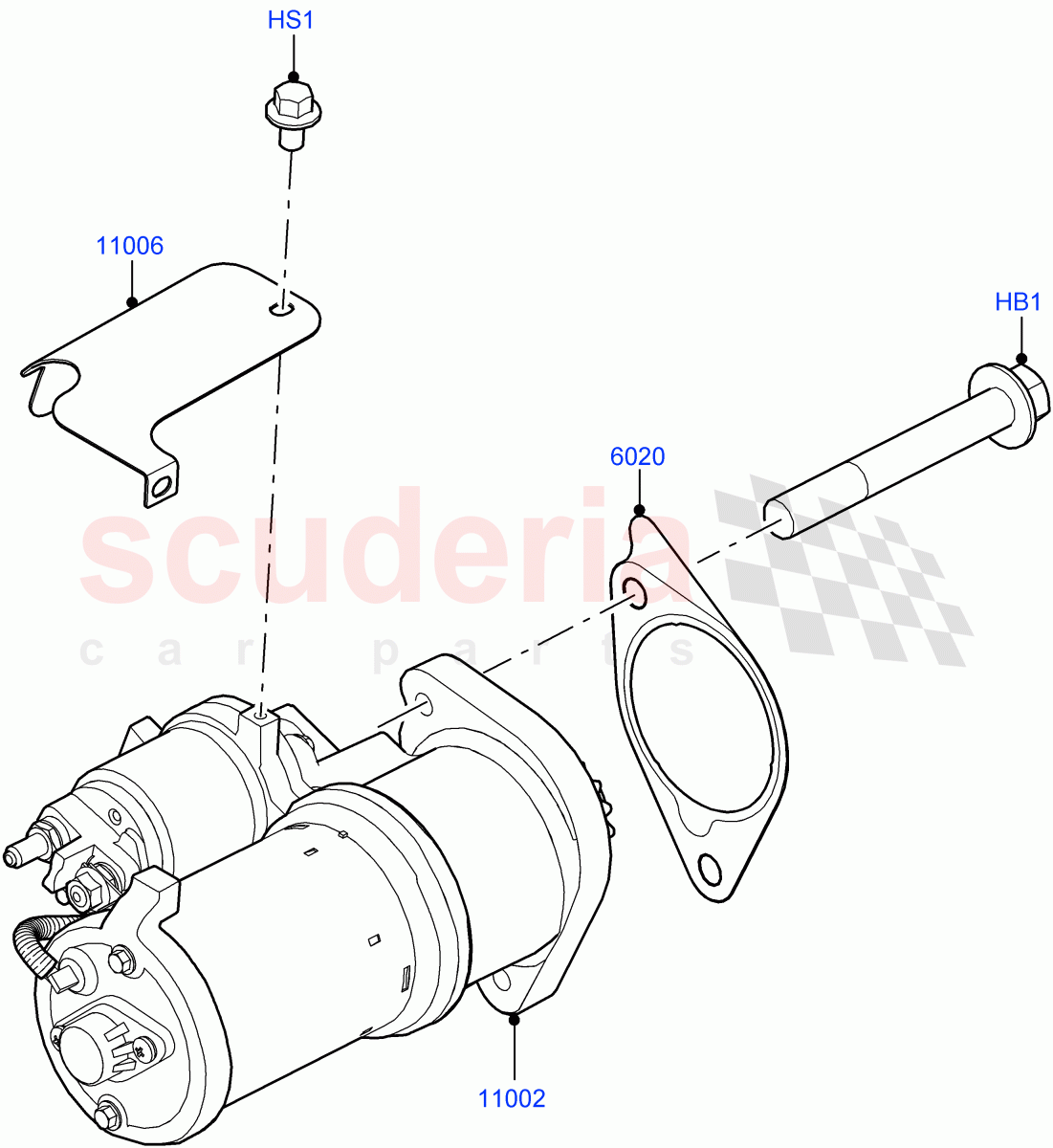 Starter Motor (Nitra Plant Build) (3.0L AJ20P6 Petrol High) ((V) FROML2000001) of Land Rover Land Rover Defender (2020+) [3.0 I6 Turbo Petrol AJ20P6]
