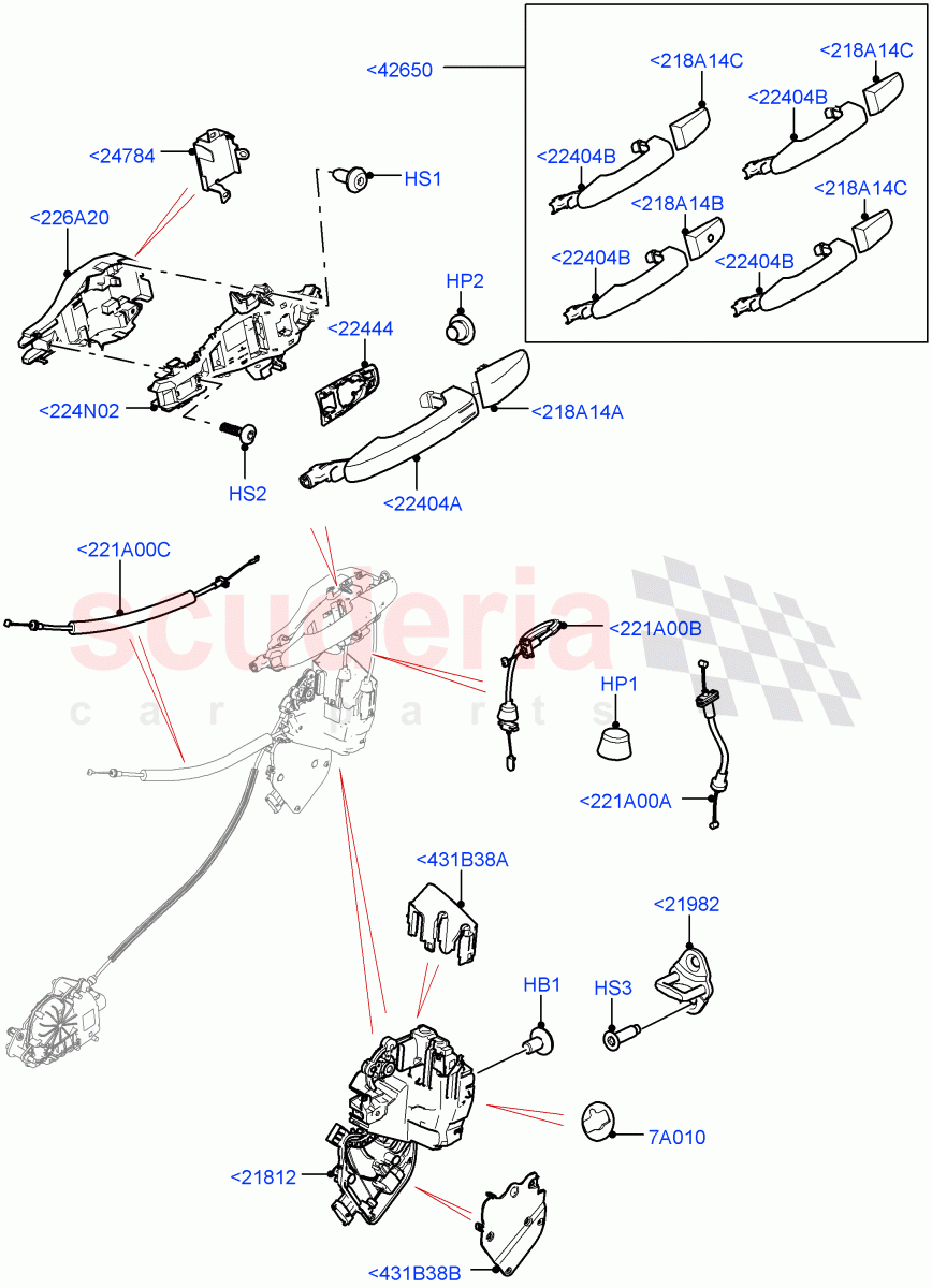 Front Door Lock Controls(Solihull Plant Build)((V)FROMHA000001,(V)TOHA999999) of Land Rover Land Rover Discovery 5 (2017+) [3.0 I6 Turbo Diesel AJ20D6]