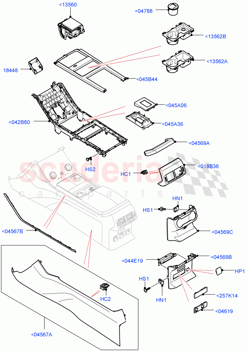 Console - Floor (External Components) of Land Rover Land Rover Range Rover Velar (2017+) [3.0 I6 Turbo Petrol AJ20P6]
