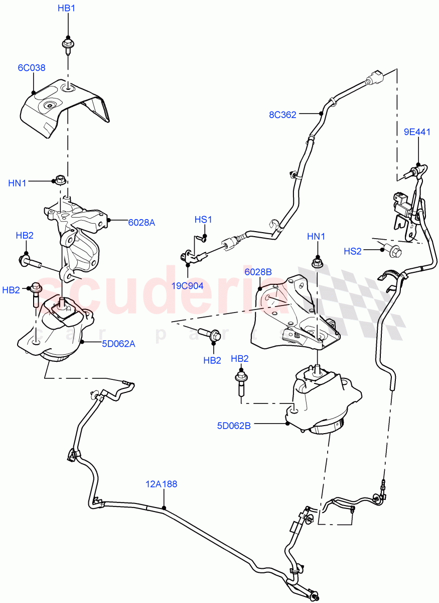 Engine Mounting (2.0L AJ200P Hi PHEV) ((V) FROMMA000001) of Land Rover Land Rover Range Rover Velar (2017+) [2.0 Turbo Diesel]
