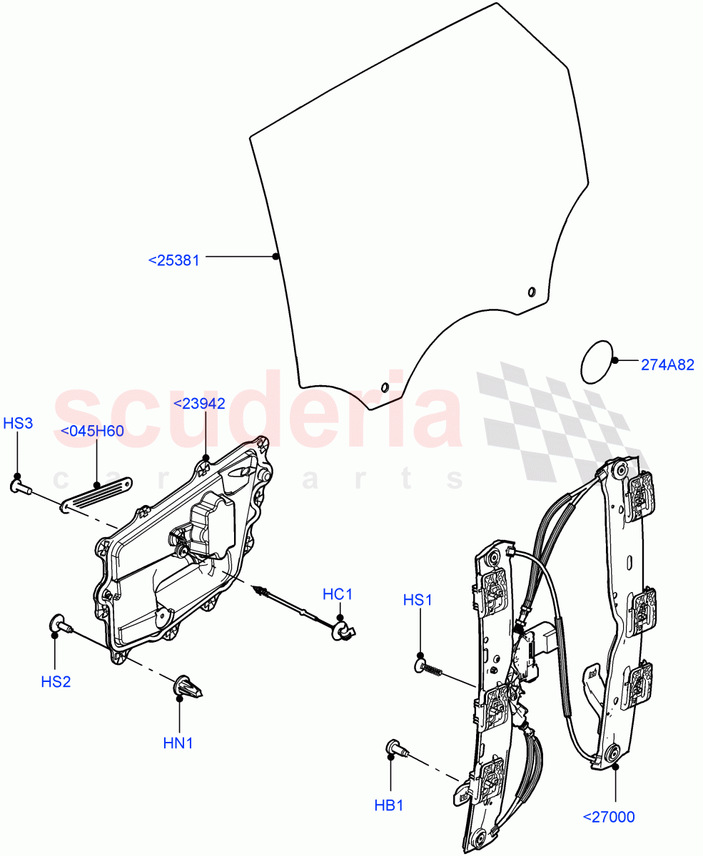 Rear Door Glass And Window Controls of Land Rover Land Rover Range Rover Velar (2017+) [5.0 OHC SGDI SC V8 Petrol]