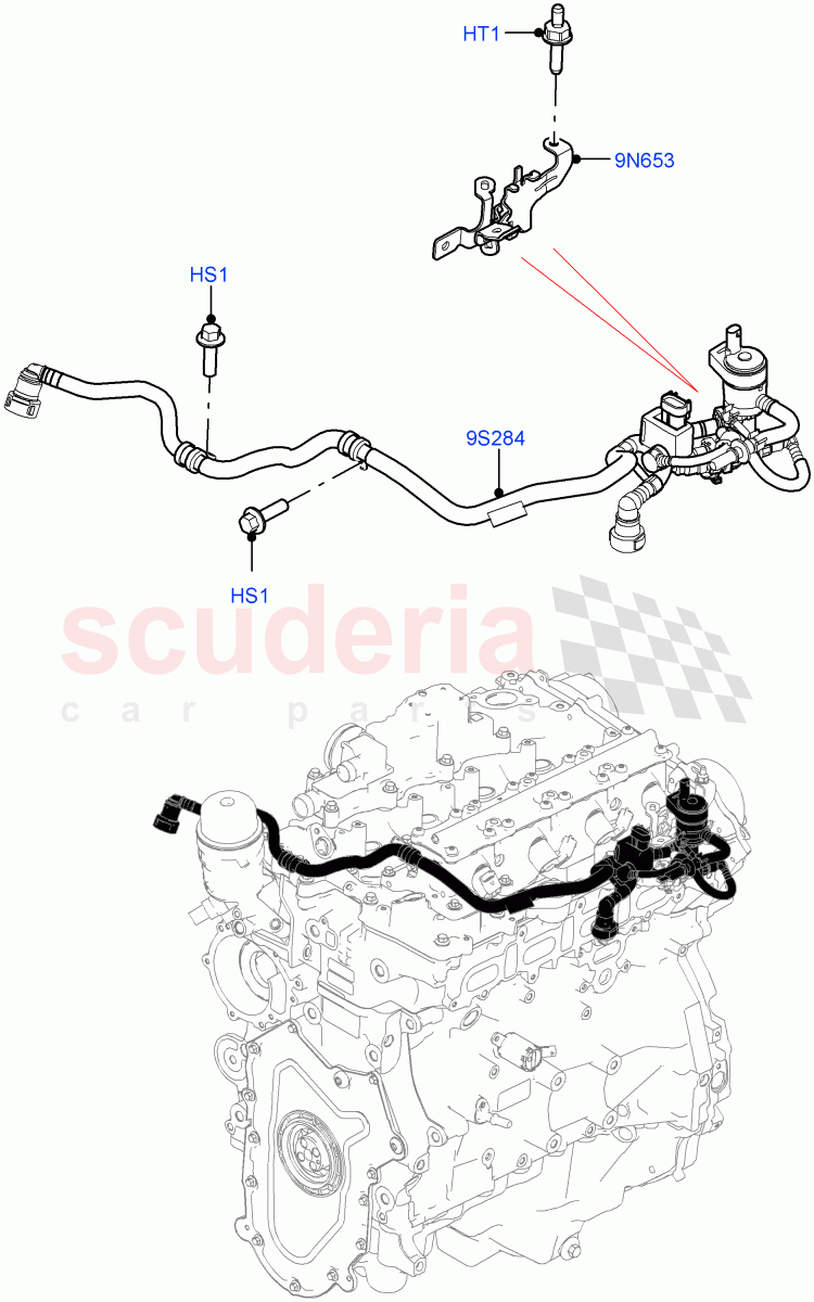 Evaporative Emission (Solihull Plant Build) (2.0L AJ200P Hi PHEV, 2.0L I4 High DOHC AJ200 Petrol) ((V) FROMMA000001) of Land Rover Land Rover Range Rover Sport (2014+) [2.0 Turbo Petrol AJ200P]