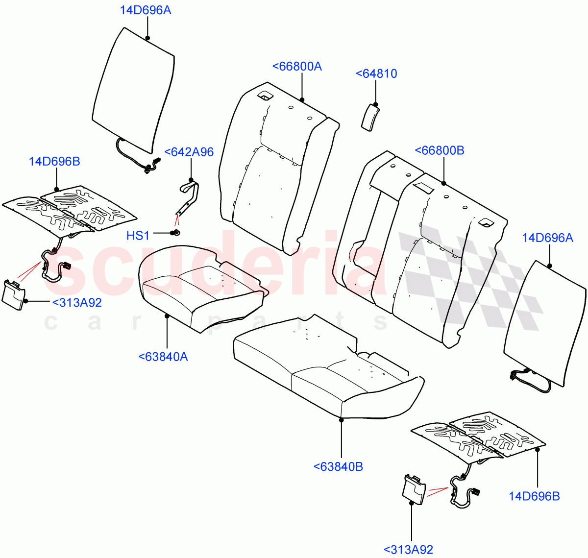 Rear Seat Pads/Valances & Heating(Halewood (UK),With 60/40 Split - Folding Rr Seat)((V)FROMPH000001) of Land Rover Land Rover Discovery Sport (2015+) [2.0 Turbo Petrol GTDI]