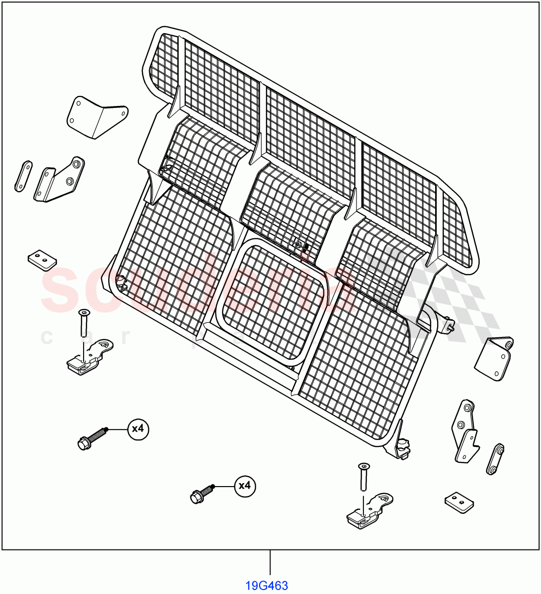 Cargo Barrier(Accessory)(For Unleaded Fuel,With Diesel Fuel Capability,Diesel/Electric - Hybrid) of Land Rover Land Rover Range Rover (2012-2021) [3.0 Diesel 24V DOHC TC]