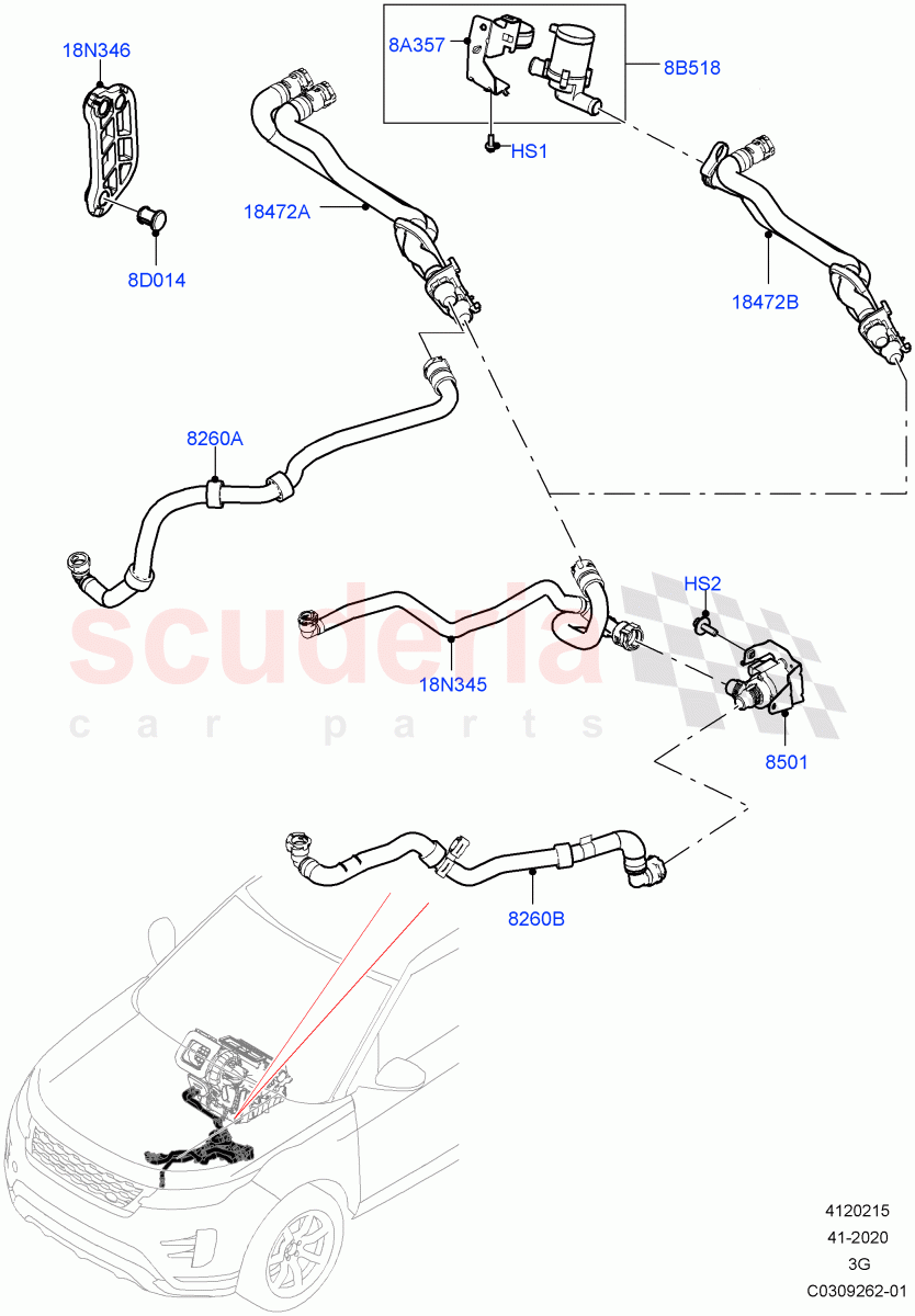 Heater Hoses(1.5L AJ20P3 Petrol High,Halewood (UK))((V)FROMMH000001) of Land Rover Land Rover Range Rover Evoque (2019+) [2.0 Turbo Petrol AJ200P]