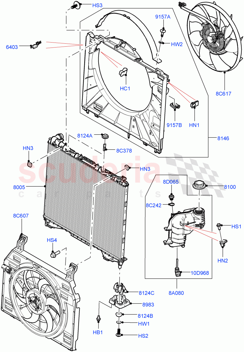 Radiator/Coolant Overflow Container (Nitra Plant Build, Main Unit) (3.0L DOHC GDI SC V6 PETROL) ((V) FROMK2000001) of Land Rover Land Rover Discovery 5 (2017+) [3.0 DOHC GDI SC V6 Petrol]
