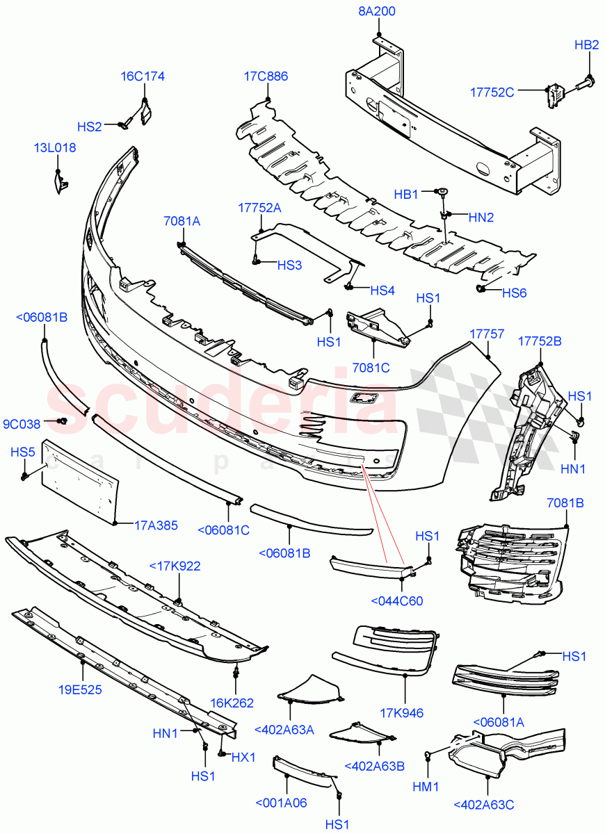 Radiator Grille And Front Bumper((V)FROMJA000001) of Land Rover Land Rover Range Rover (2012-2021) [5.0 OHC SGDI SC V8 Petrol]