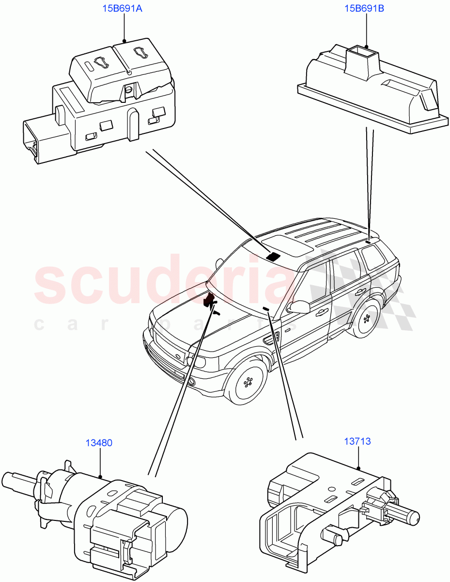 Switches (Miscellaneous) ((V) TO9A999999) of Land Rover Land Rover Range Rover Sport (2005-2009) [2.7 Diesel V6]
