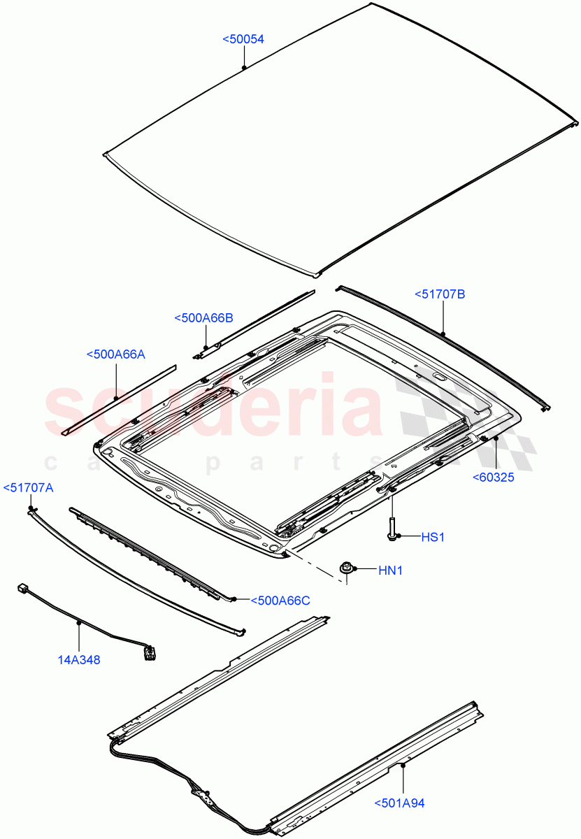 Sliding Roof Mechanism And Controls(Sunroof Frame)(With Roof Conversion-Panorama Roof)((V)FROMFA000001) of Land Rover Land Rover Range Rover Sport (2014+) [2.0 Turbo Petrol GTDI]