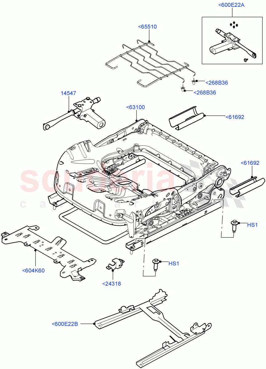 Front Seat Base (Manual Front Seat Adj Driver & Pass, Halewood (UK), Seat - Standard) of Land Rover Land Rover Range Rover Evoque (2012-2018) [2.2 Single Turbo Diesel]
