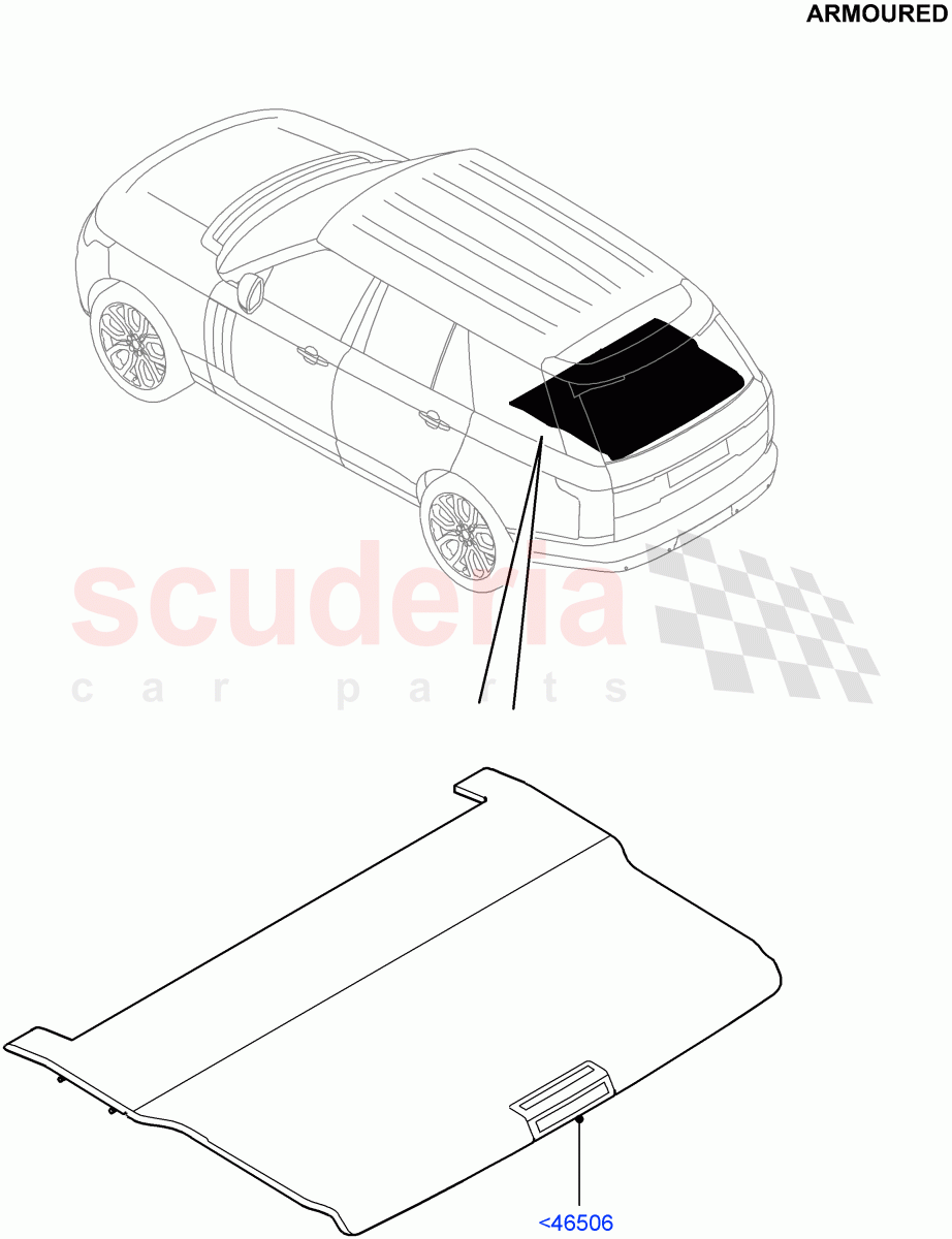 Load Compartment Trim(Package Tray, Upper)(Armoured)((V)FROMEA000001) of Land Rover Land Rover Range Rover (2012-2021) [5.0 OHC SGDI SC V8 Petrol]