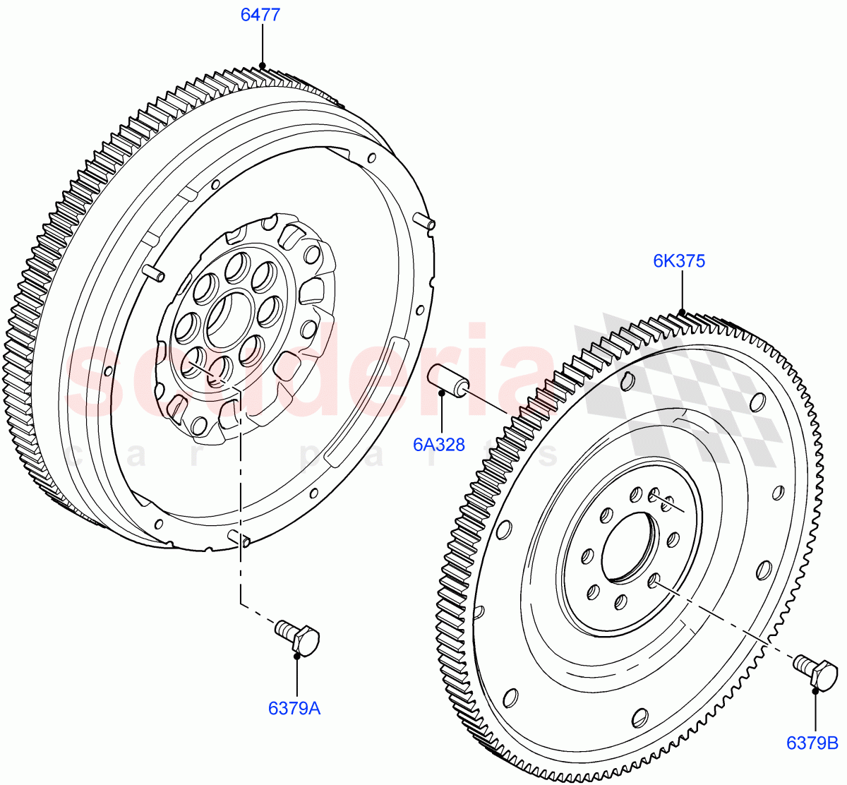 Flywheel(2.2L DOHC EFI TC DW12,2.2L CR DI 16V Diesel) of Land Rover Land Rover Range Rover Evoque (2012-2018) [2.2 Single Turbo Diesel]