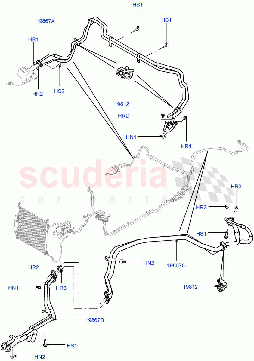 Air Conditioning Condensr/Compressr(Rear)(Premium Air Con Hybrid Front/Rear)((V)FROMEA000001,(V)TOHA999999) of Land Rover Land Rover Range Rover Sport (2014+) [2.0 Turbo Diesel]