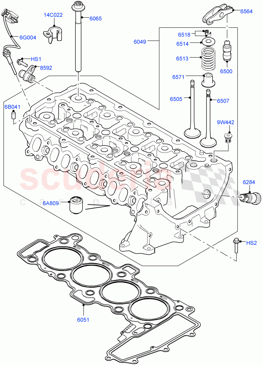 Cylinder Head(2.0L I4 DSL MID DOHC AJ200,Itatiaia (Brazil),2.0L I4 DSL HIGH DOHC AJ200)((V)FROMGT000001) of Land Rover Land Rover Range Rover Evoque (2012-2018) [2.0 Turbo Diesel]