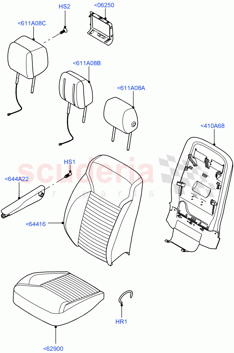 Front Seat Covers(Nitra Plant Build)(Windsor Leather Perforated,Version - Core,With 5 Seat Configuration,With 7 Seat Configuration)((V)FROMK2000001,(V)TOL2999999) of Land Rover Land Rover Discovery 5 (2017+) [3.0 I6 Turbo Diesel AJ20D6]