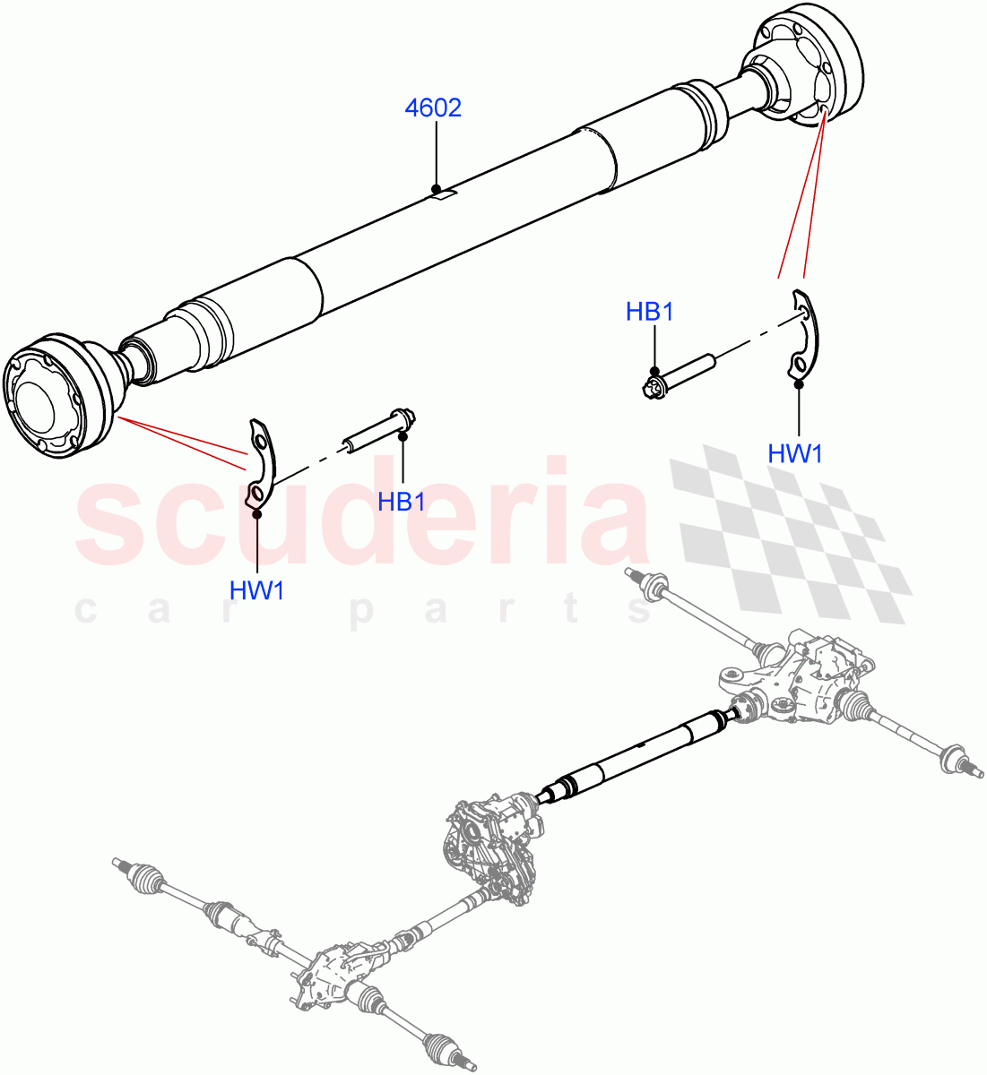 Drive Shaft - Rear Axle Drive(Propshaft)(Short Wheelbase)((V)TOL2999999) of Land Rover Land Rover Defender (2020+) [2.0 Turbo Petrol AJ200P]