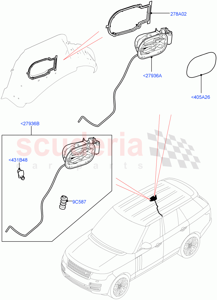 Fuel Tank Filler Door And Controls of Land Rover Land Rover Range Rover (2012-2021) [5.0 OHC SGDI SC V8 Petrol]