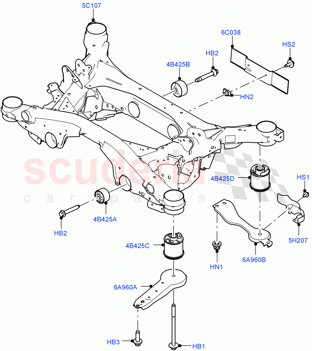 Rear Cross Member & Stabilizer Bar(Crossmember)(Halewood (UK),Electric Engine Battery-PHEV)((V)FROMLH000001) of Land Rover Land Rover Range Rover Evoque (2019+) [2.0 Turbo Diesel AJ21D4]