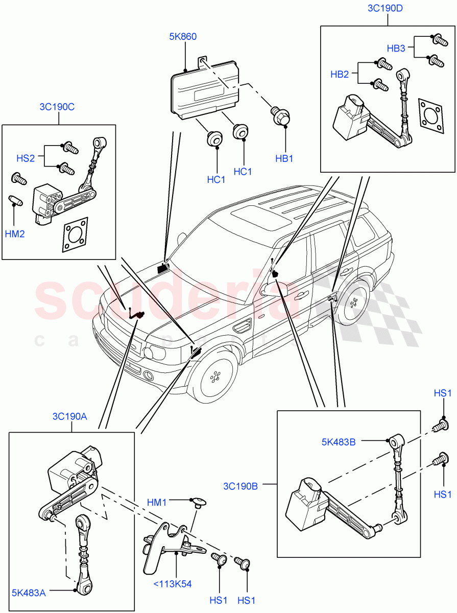Air Suspension Controls/Electrics ((V) TO9A999999) of Land Rover Land Rover Range Rover Sport (2005-2009) [4.2 Petrol V8 Supercharged]