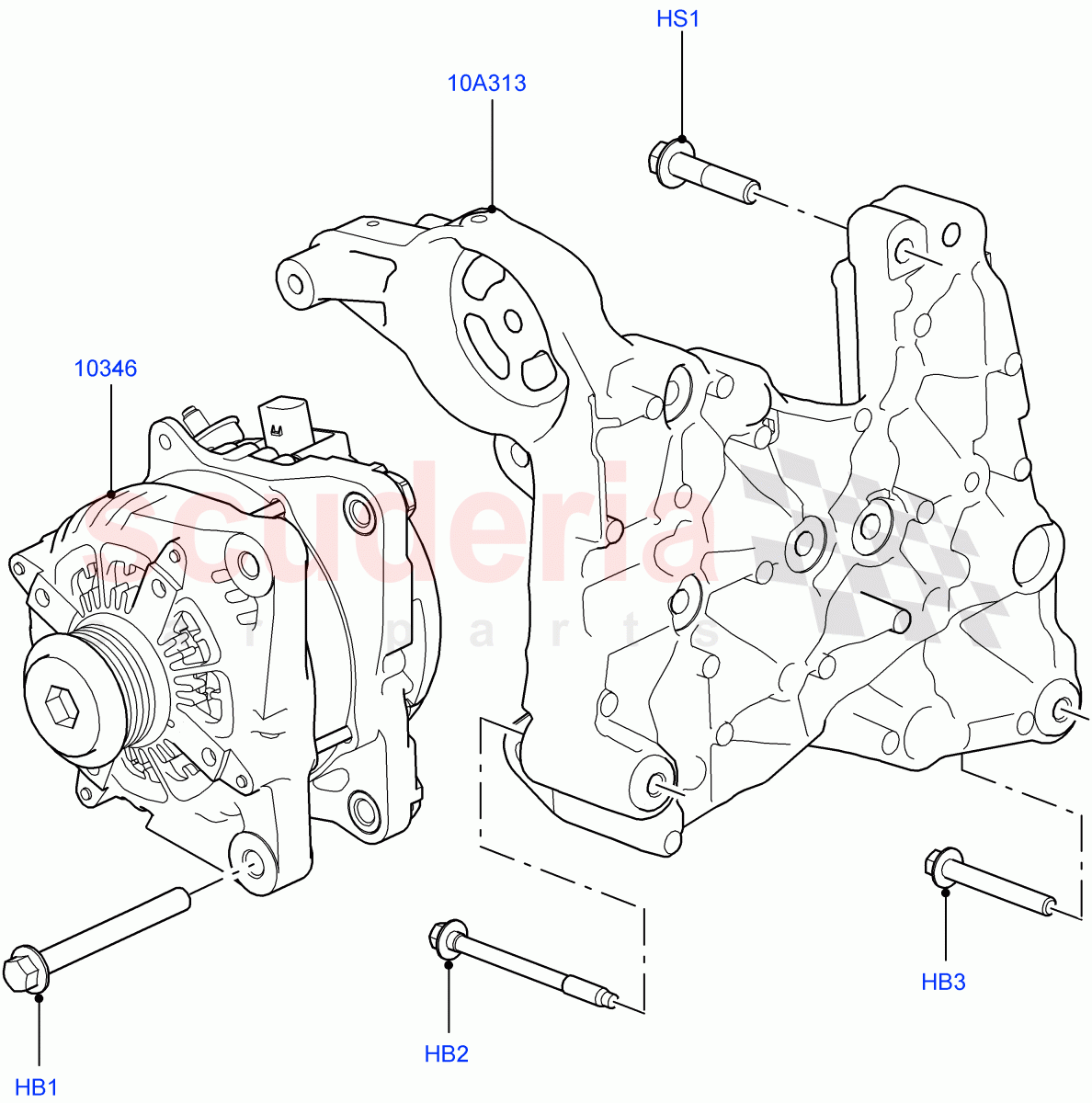 Alternator And Mountings(2.0L 16V TIVCT T/C 240PS Petrol)((V)FROMFA000001) of Land Rover Land Rover Range Rover Sport (2014+) [3.0 I6 Turbo Diesel AJ20D6]