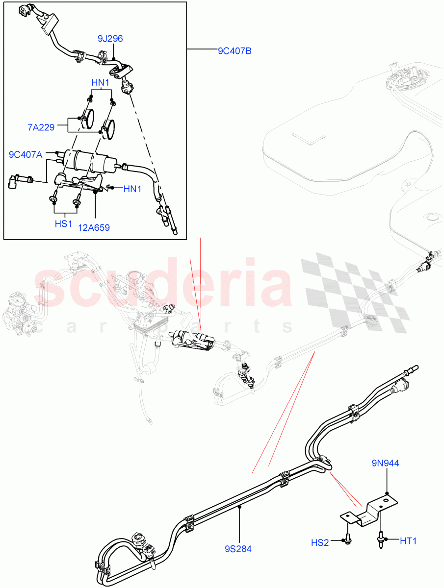 Fuel Lines (Rear) (4.4L DOHC DITC V8 Diesel) of Land Rover Land Rover Range Rover (2012-2021) [4.4 DOHC Diesel V8 DITC]