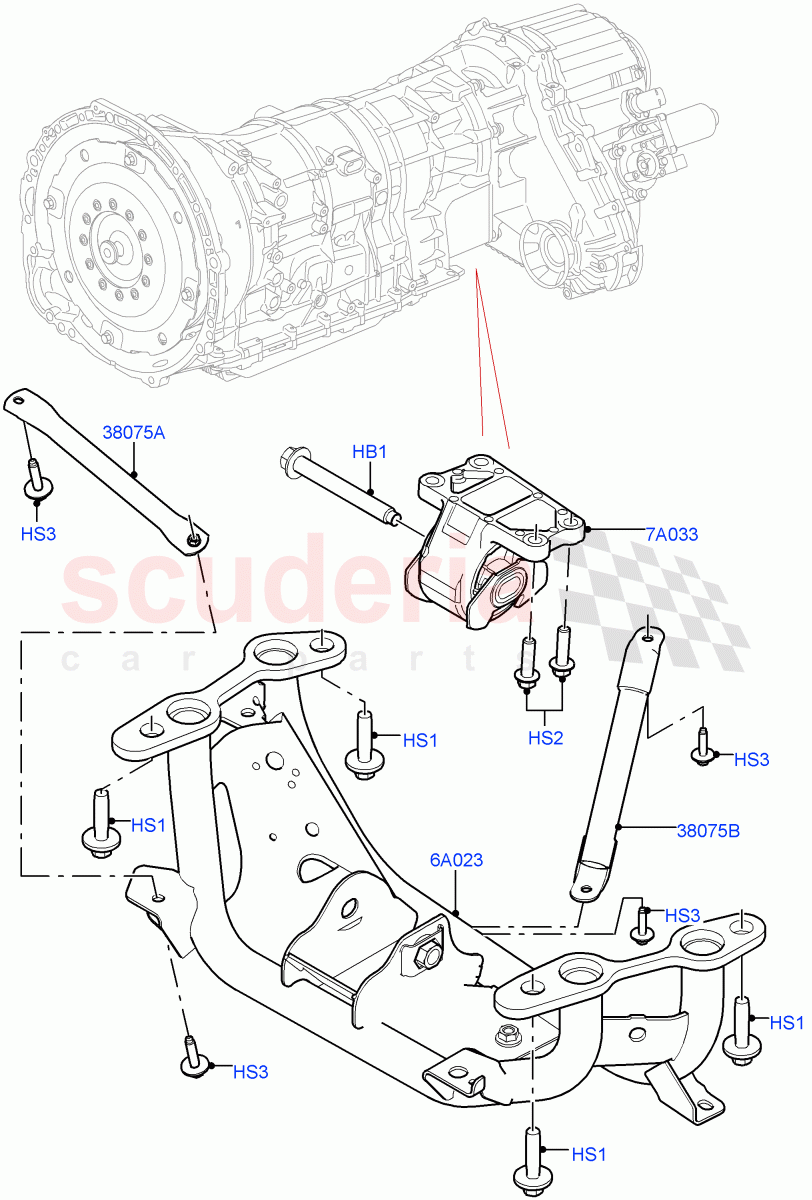 Transmission Mounting(Nitra Plant Build)(3.0 V6 Diesel)((V)FROMK2000001) of Land Rover Land Rover Discovery 5 (2017+) [3.0 I6 Turbo Petrol AJ20P6]