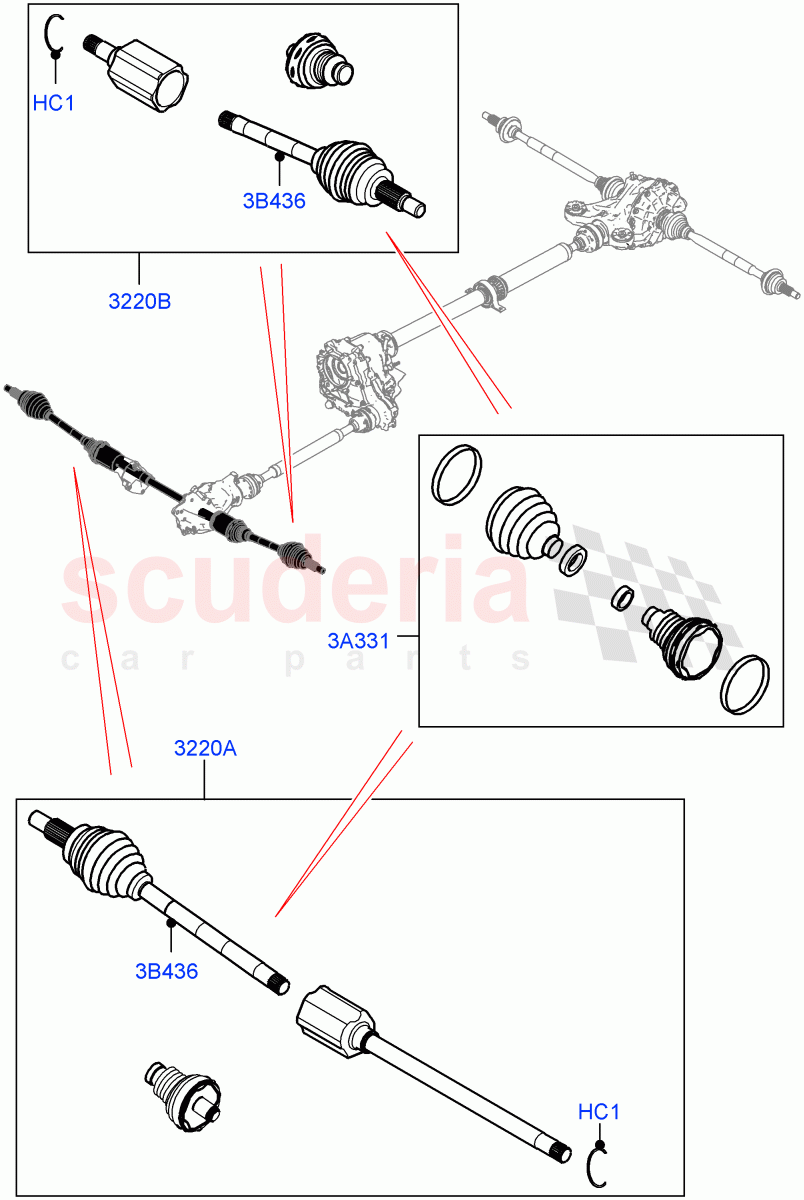 Drive Shaft - Front Axle Drive (Driveshaft) of Land Rover Land Rover Range Rover Velar (2017+) [3.0 I6 Turbo Diesel AJ20D6]