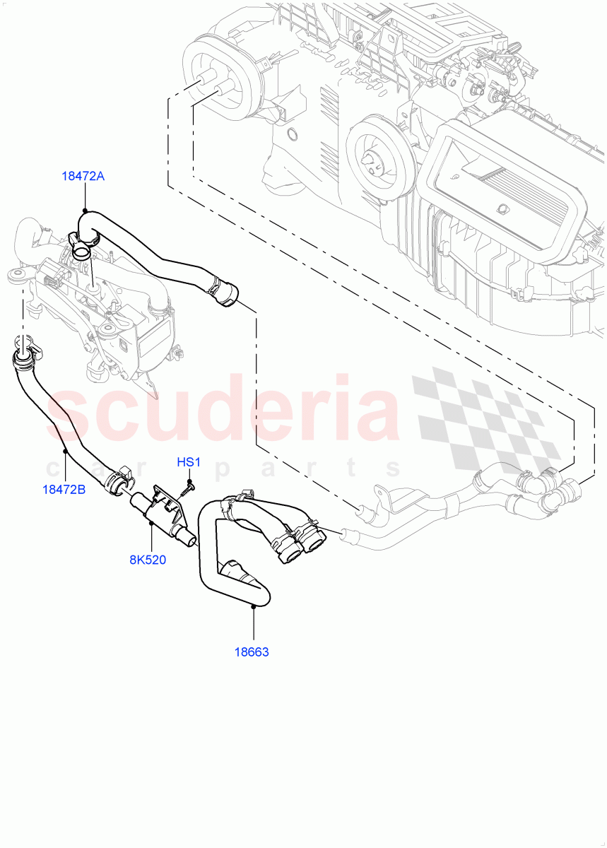 Heater Hoses(Front)(4.4L DOHC DITC V8 Diesel,With Fuel Fired Heater)((V)TOHA999999) of Land Rover Land Rover Range Rover (2012-2021) [2.0 Turbo Petrol AJ200P]