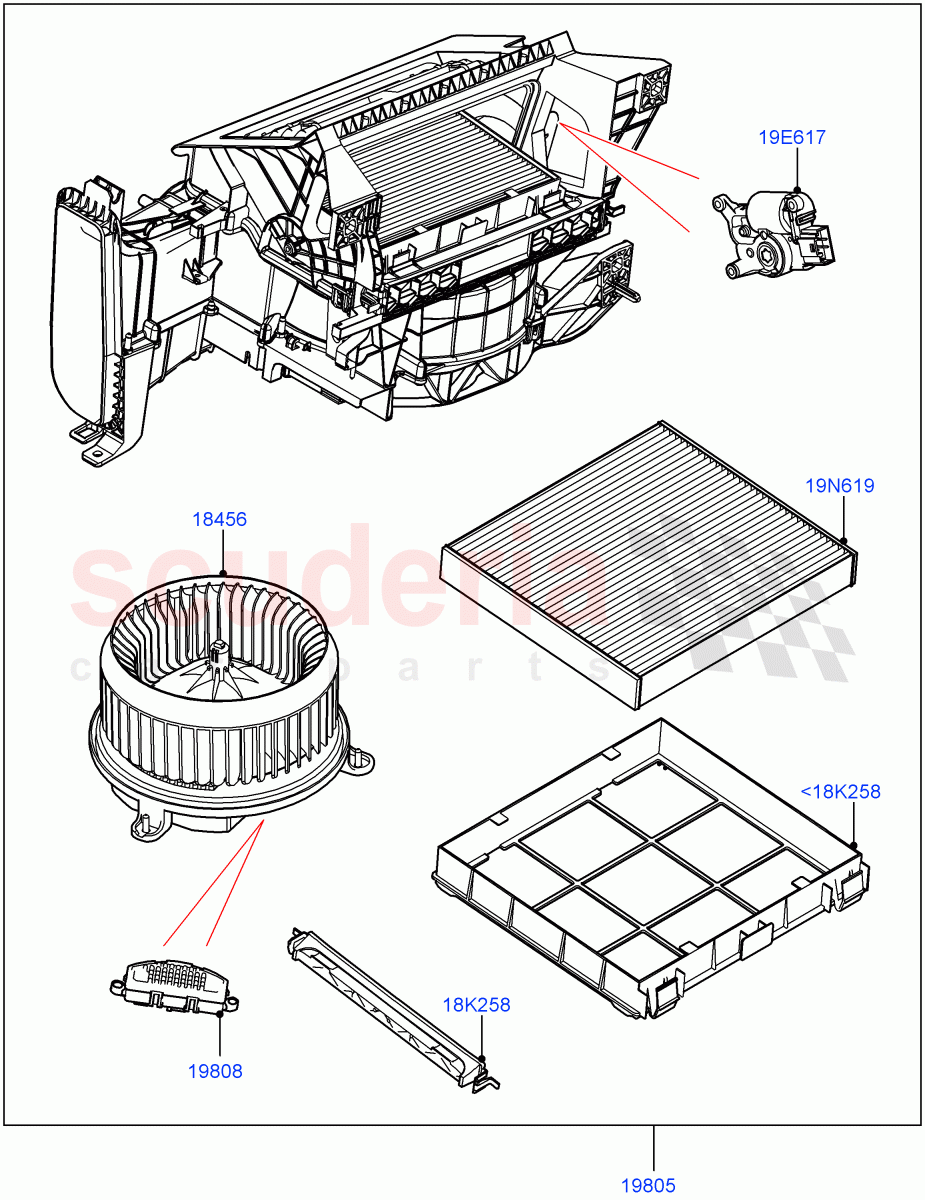 Heater/Air Cond.Internal Components(Auxiliary Heater)((V)FROMMA000001) of Land Rover Land Rover Range Rover Velar (2017+) [5.0 OHC SGDI SC V8 Petrol]