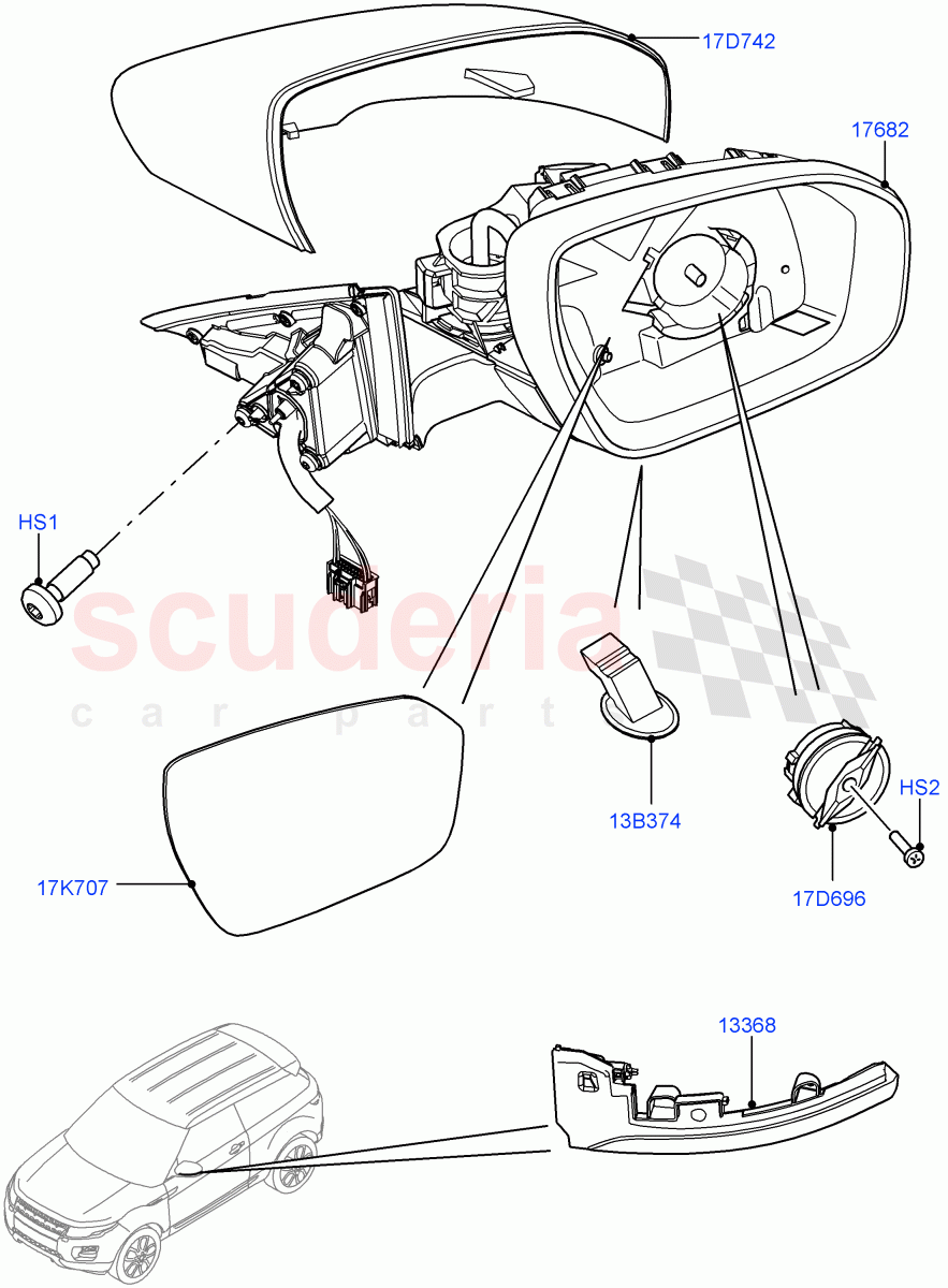 Exterior Rear View Mirror(5 Door,Itatiaia (Brazil))((V)FROMGT000001) of Land Rover Land Rover Range Rover Evoque (2012-2018) [2.0 Turbo Diesel]