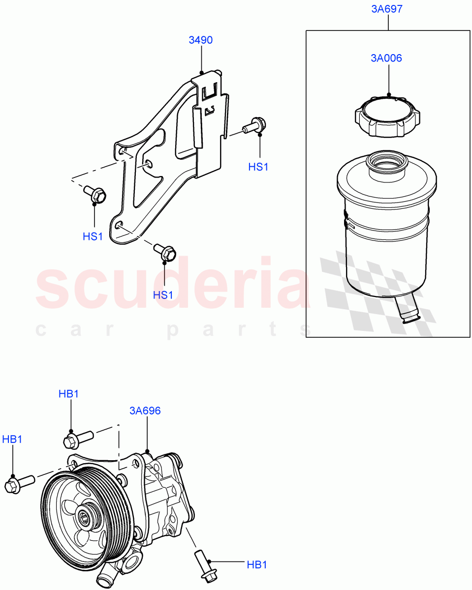 Power Steering Pump Mounting(3.6L V8 32V DOHC EFi Diesel Lion)((V)FROMAA000001) of Land Rover Land Rover Range Rover (2010-2012) [5.0 OHC SGDI NA V8 Petrol]