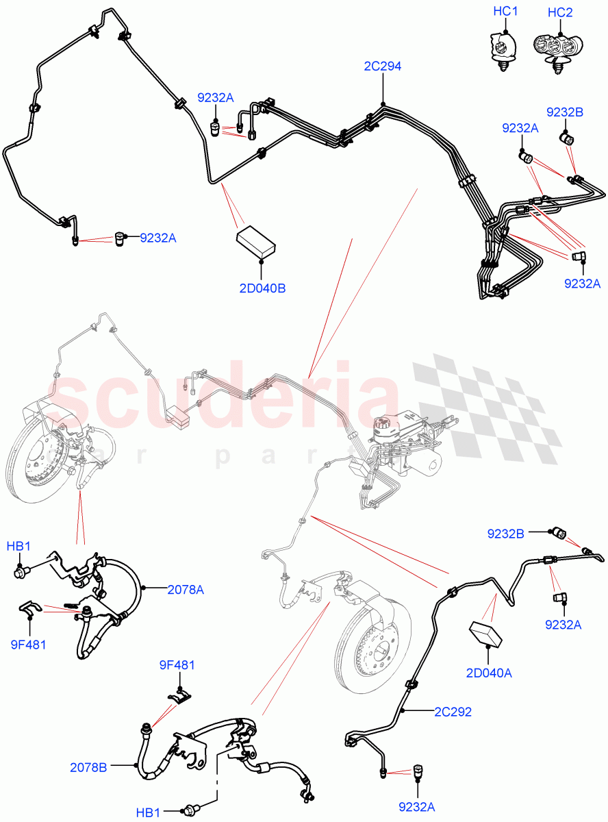 Front Brake Pipes (Nitra Plant Build) (LHD) ((V) FROMM2000001) of Land Rover Land Rover Discovery 5 (2017+) [3.0 I6 Turbo Petrol AJ20P6]