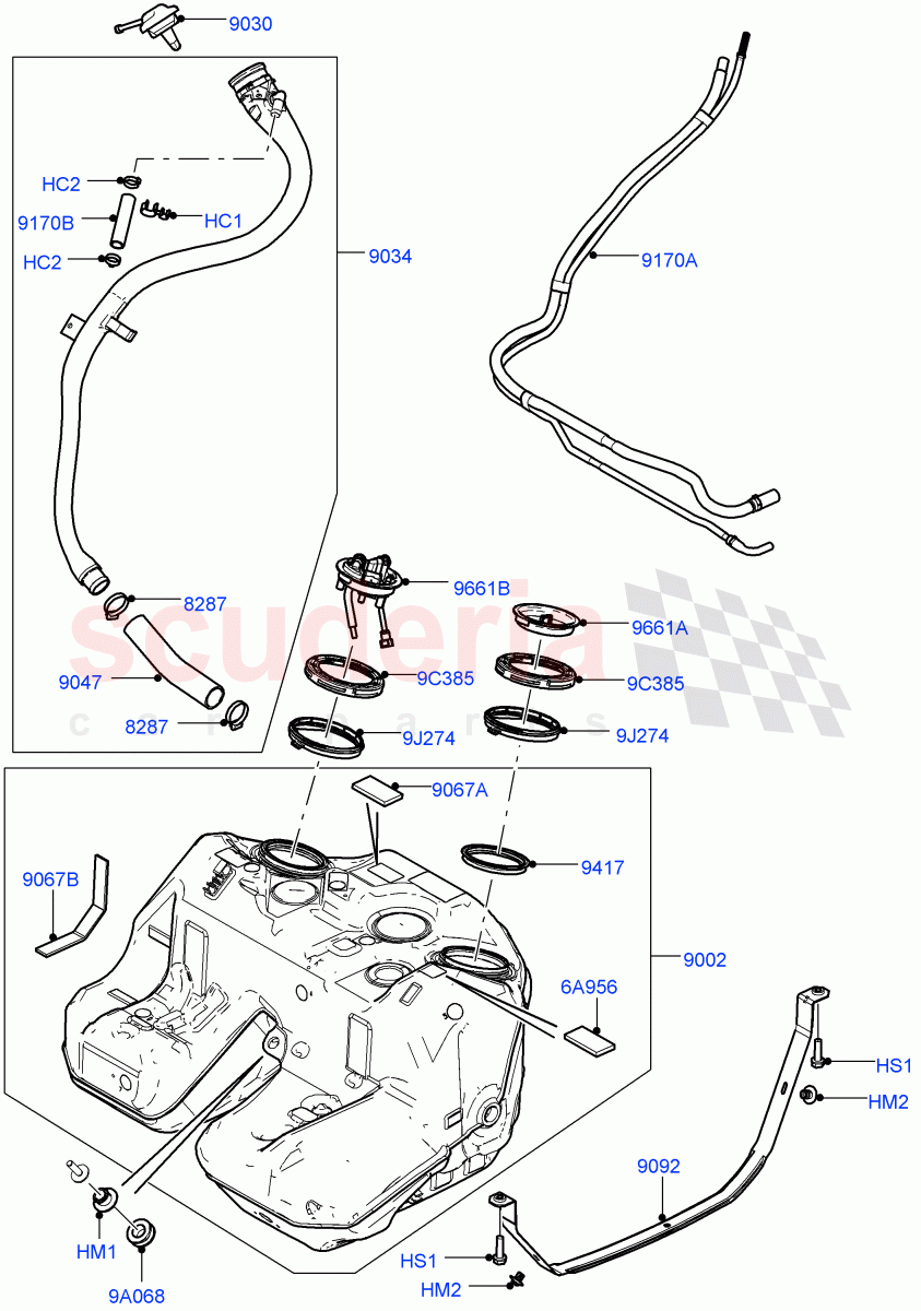 Fuel Tank & Related Parts(3.6L V8 32V DOHC EFi Diesel Lion)((V)FROMAA000001) of Land Rover Land Rover Range Rover (2010-2012) [3.6 V8 32V DOHC EFI Diesel]