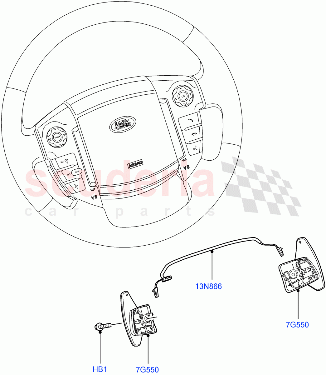 Gear Change-Automatic Transmission(Steering Wheel)(3.0 V6 Diesel,6 Speed Auto Transmission ZF 6HP28,5.0L OHC SGDI SC V8 Petrol - AJ133,5.0L OHC SGDI NA V8 Petrol - AJ133)((V)FROMAA000001) of Land Rover Land Rover Range Rover Sport (2010-2013) [3.6 V8 32V DOHC EFI Diesel]