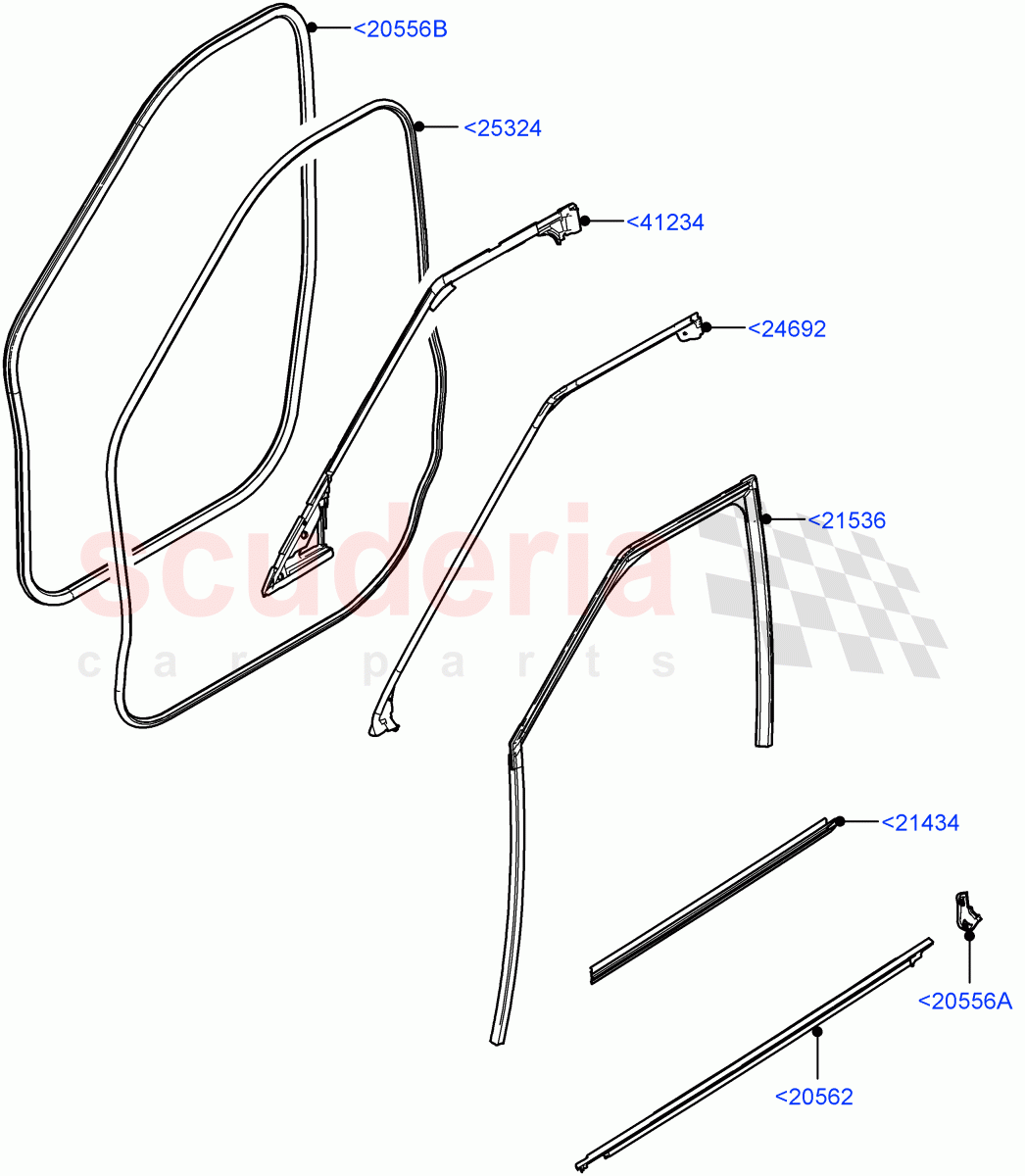 Front Doors, Hinges & Weatherstrips(Weatherstrips And Seals)(Halewood (UK)) of Land Rover Land Rover Range Rover Evoque (2019+) [2.0 Turbo Petrol AJ200P]