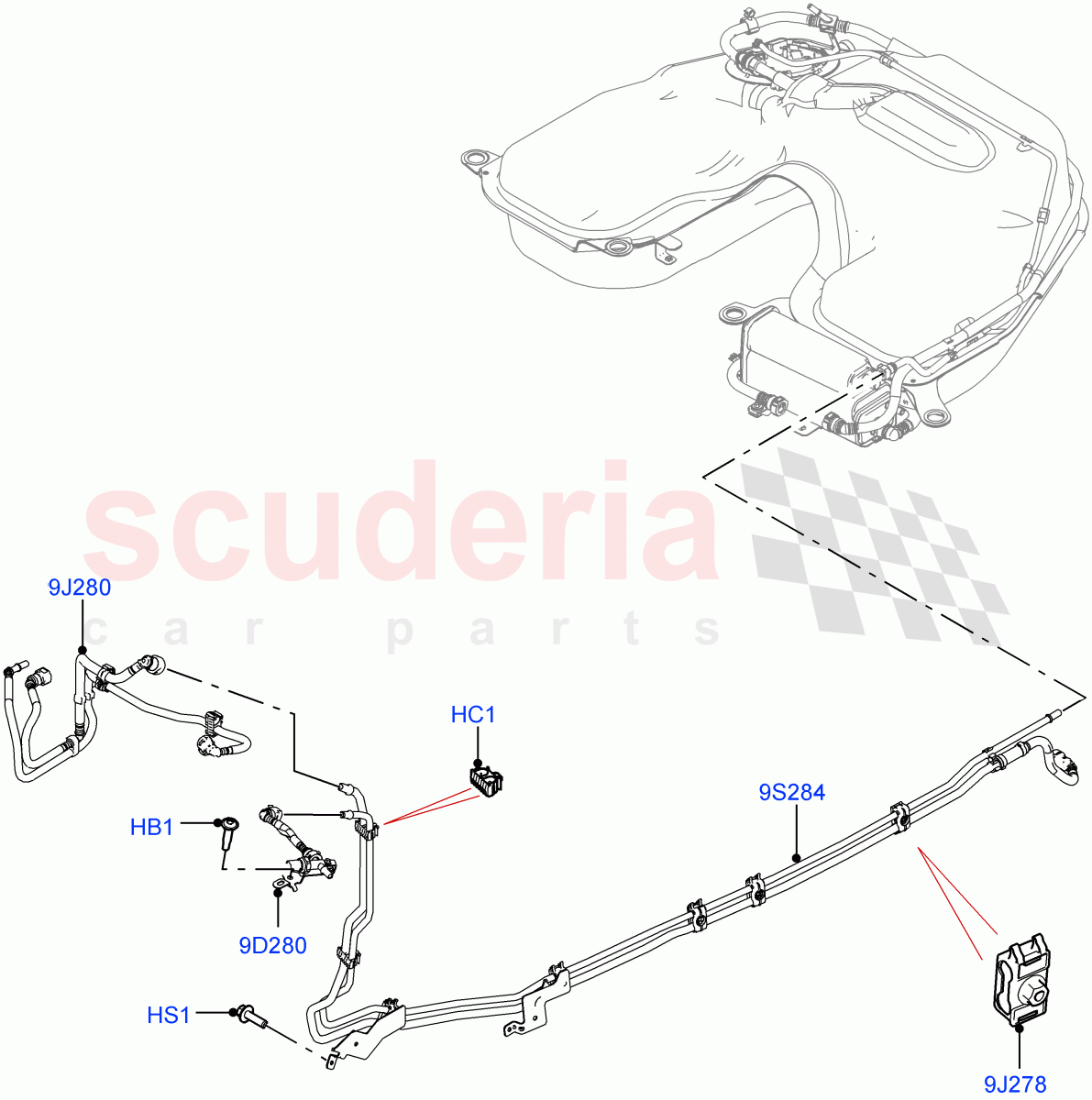 Fuel Lines(Nitra Plant Build)(2.0L AJ200P Hi PHEV) of Land Rover Land Rover Defender (2020+) [2.0 Turbo Petrol AJ200P]