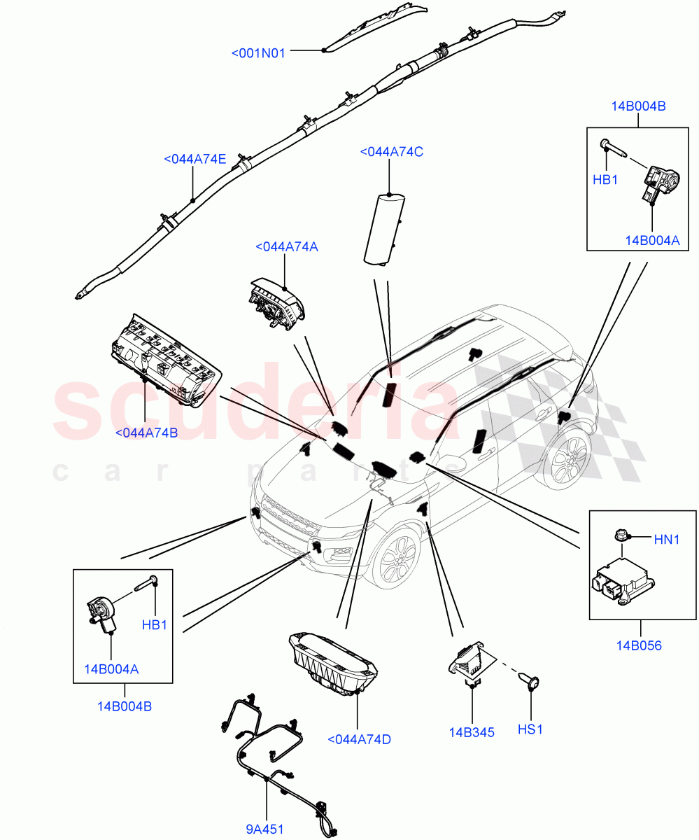 Airbag System(Itatiaia (Brazil))((V)FROMGT000001) of Land Rover Land Rover Range Rover Evoque (2012-2018) [2.0 Turbo Petrol AJ200P]