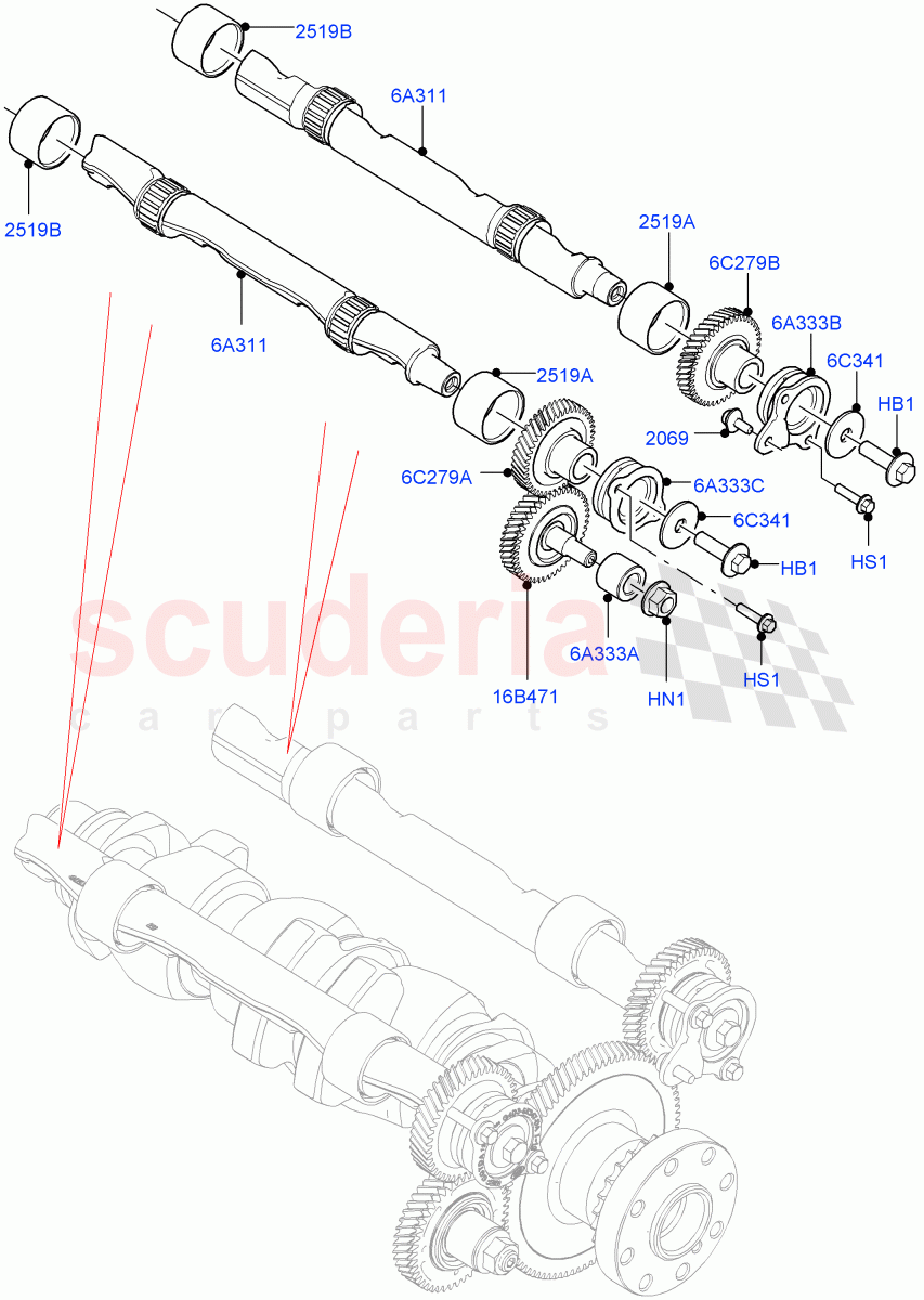 Balance Shafts And Drive (2.0L I4 High DOHC AJ200 Petrol, Halewood (UK), 2.0L I4 Mid DOHC AJ200 Petrol, 2.0L I4 Mid AJ200 Petrol E100) ((V) FROMJH000001) of Land Rover Land Rover Range Rover Evoque (2012-2018) [2.0 Turbo Petrol AJ200P]