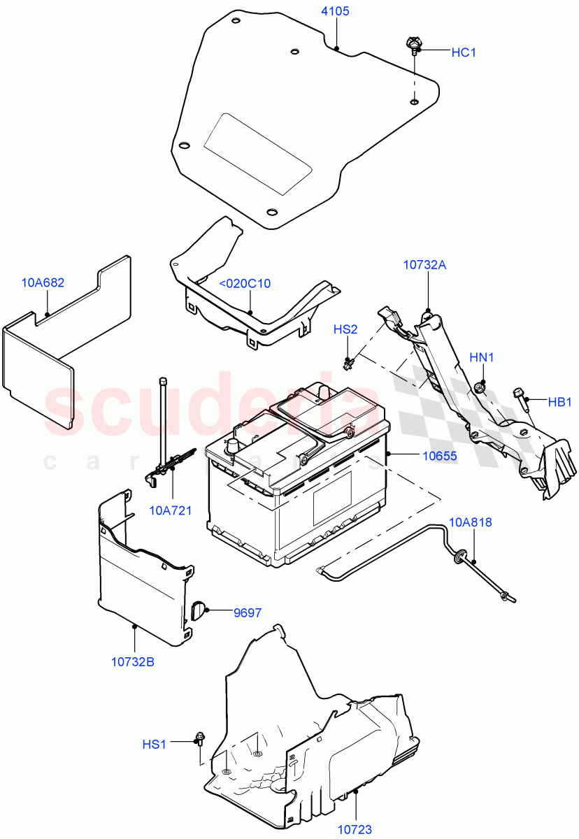 Battery And Mountings(Itatiaia (Brazil))((V)FROMGT000001) of Land Rover Land Rover Discovery Sport (2015+) [1.5 I3 Turbo Petrol AJ20P3]