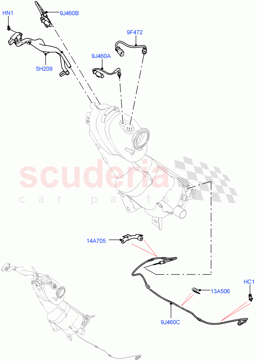 Exhaust Sensors And Modules (2.0L AJ21D4 Diesel Mid, Proconve L6 Emissions, Halewood (UK), Stage V Plus DPF) ((V) FROMMH000001) of Land Rover Land Rover Discovery Sport (2015+) [2.0 Turbo Diesel AJ21D4]