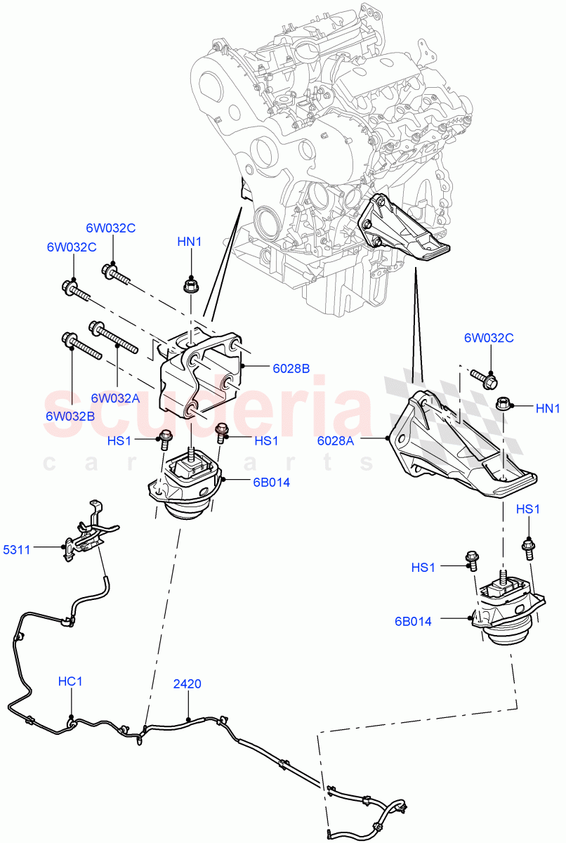 Engine Mounting(3.0L 24V DOHC V6 TC Diesel)((V)FROMAA000001) of Land Rover Land Rover Range Rover Sport (2010-2013) [3.6 V8 32V DOHC EFI Diesel]