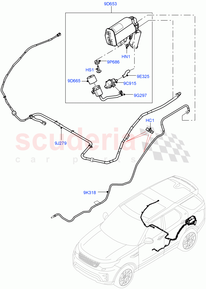 Fuel Lines(Rear, Nitra Plant Build)(3.0L DOHC GDI SC V6 PETROL,Petrol Tank With Leak Detection,Pet Tank With Leak Det - Lrg Filter)((V)FROMK2000001) of Land Rover Land Rover Discovery 5 (2017+) [3.0 DOHC GDI SC V6 Petrol]