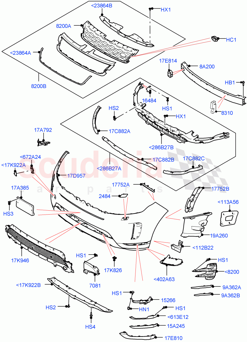 Radiator Grille And Front Bumper(Halewood (UK),Front Bumper - Sport - Body Colour) of Land Rover Land Rover Range Rover Evoque (2019+) [2.0 Turbo Diesel]