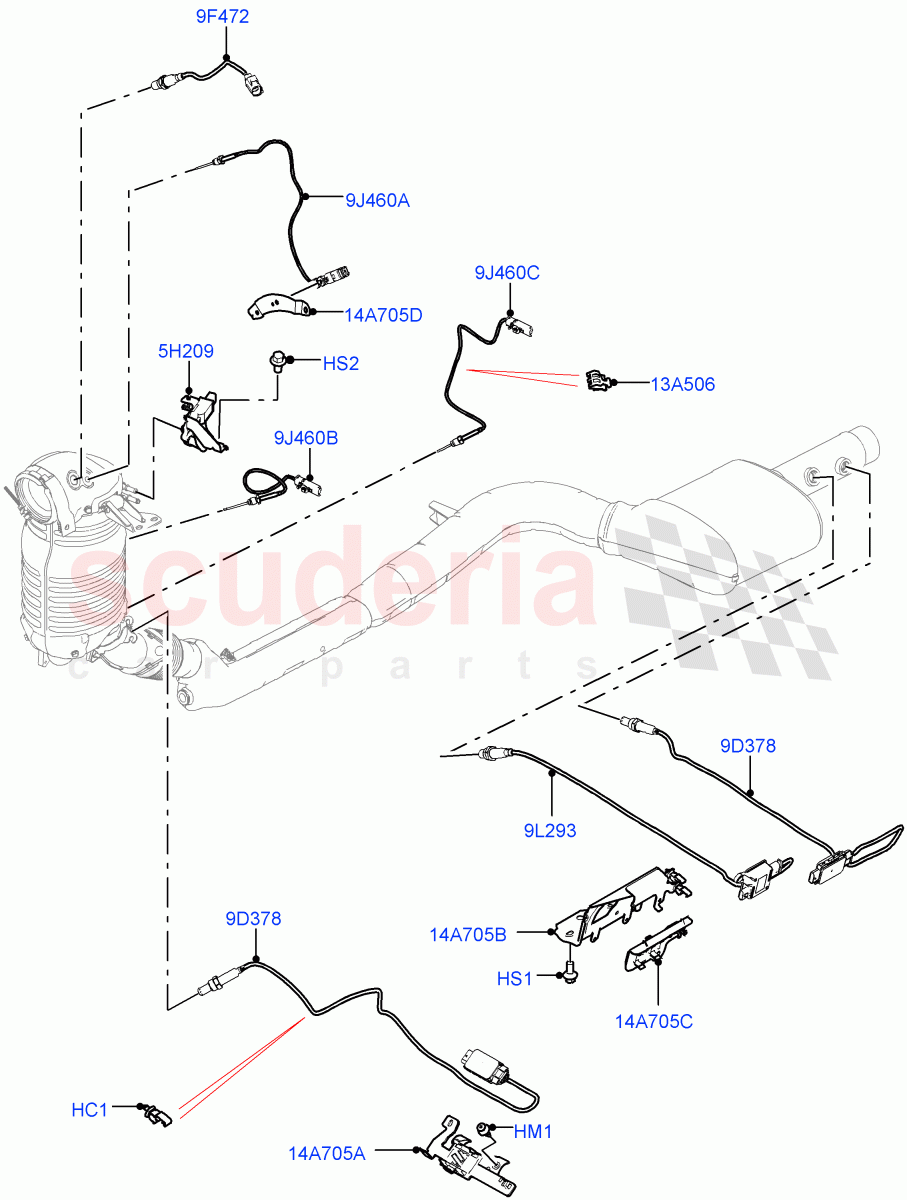 Exhaust Sensors And Modules(Nitra Plant Build)(2.0L I4 DSL HIGH DOHC AJ200,Standard Wheelbase,EU6D - Final (Diesel) Emission,EU6D Diesel + DPF Emissions,LEV 160)((V)FROMK2000001) of Land Rover Land Rover Defender (2020+) [2.0 Turbo Diesel]